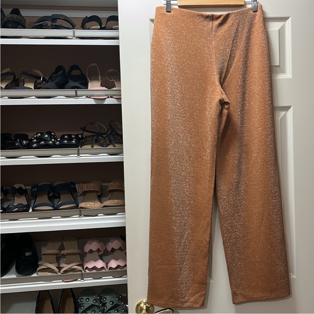NWOT JM Collection High Waisted Wide Leg Gold Pants - Picture 4 of 8